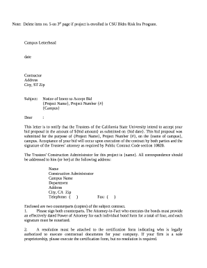 Subject:Notice of Intent to Accept Bid