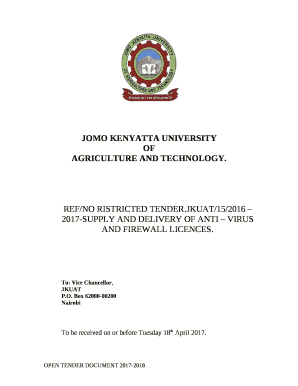 JKUAT/15/2016 2017-SUPPLY AND DELIVERY OF ANTI VIRUS AND FIREWALL LICENCES
