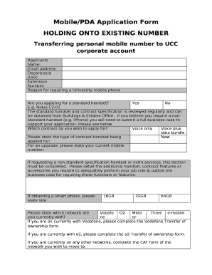 Mobile/PDA Application Form