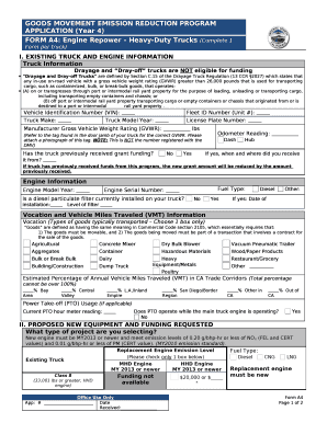 EXISTING Truck and engine information