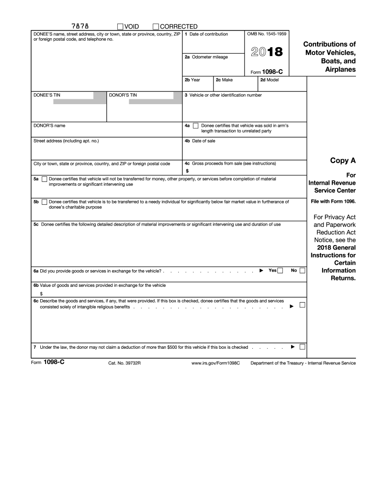 printable 2018 1098 form Preview on Page 1