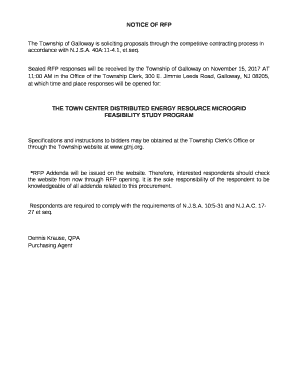 The Township of Galloway is soliciting proposals through the competitive contracting process in accordance with N