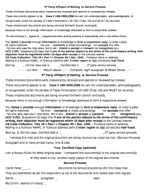 3rd Party Affidavit of Mailingor Service Process