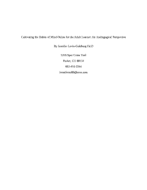 Cultivating the Habits of Mind Online for the Adult Learner: An Andragogical Perspective