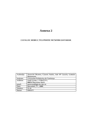 CATALANMOBILE TELEPHONE NETWORK DATABASE
