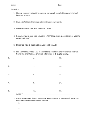 Make a comment about the opening paragraph to definitions and origin of Forensic science