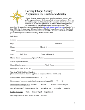 Thanks for your interest in serving at Calvary Chapel Sydney