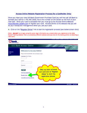 Access Online Website Registration Process (for a Cardholder Only)