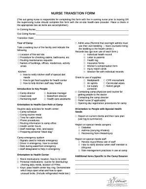 NURSE TRANSITION FORM