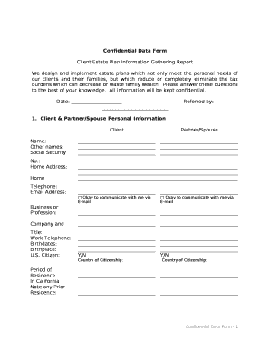 Client Estate Plan Information Gathering Report