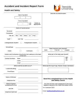 Accident and Incident Report Doc Template | pdfFiller