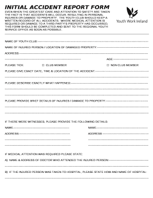 INITIAL ACCIDENT REPORT FORM