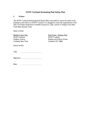 SUNY Cortland Swimming Pool Safety Plan