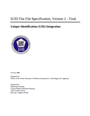 IUID Flat File Specification, Version 2 - Final