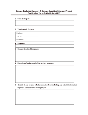 Equine Technical Support & Equine Breeding Schemes Project Application Form & Guidelines 2017