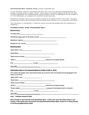 International Wire Transfer Form (revised 10/16/2008 cas)