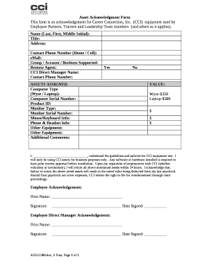 Asset Acknowledgment Form