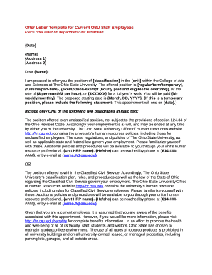 Place offer letter on department/unit letterhead