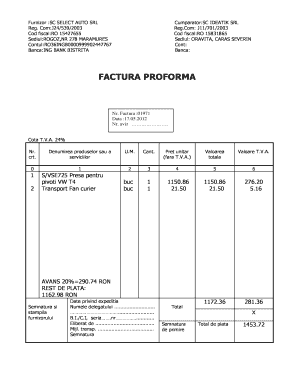 Romania Proforma Invoice