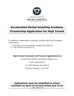 In addition to application, students should submit the following information: