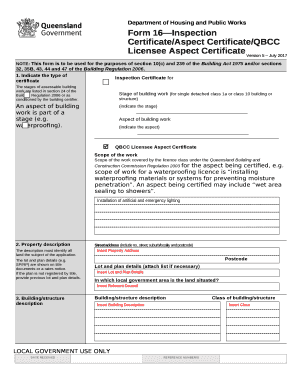 Queensland Building Inspection Certificate
