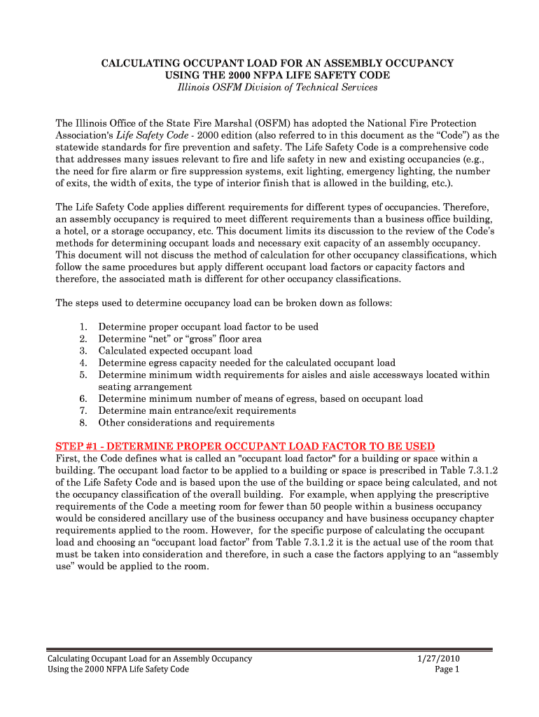Fillable Online CALCULATING OCCUPANT LOAD FOR AN ASSEMBLY OCCUPANCY Fax Email Print pdfFiller