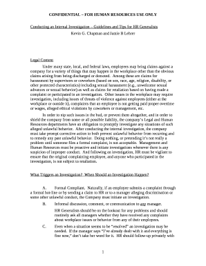 Conducting an Internal Investigation Guidelines and Tips for HR Generalists