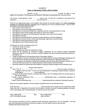 Letter of Agreement With a Joint Provider