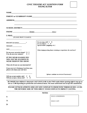 CIVIC THEATRE ACC AUDITION FORM
