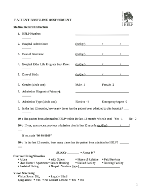 PATIENT BASELINE ASSESSMENT