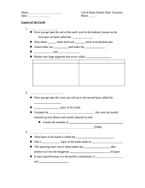 Name Unit 6 Notes Packet: Plate Tectonics