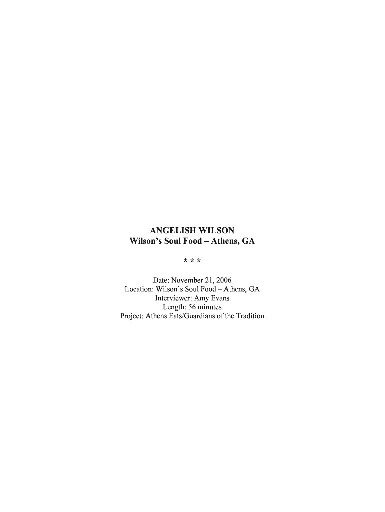 Fillable Online ANGELISH WILSON Fax Email Print pdfFiller