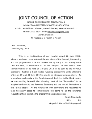 JOINT COUNCIL OF ACTION
