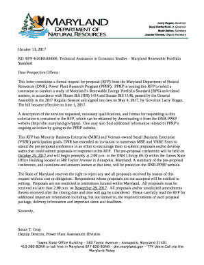 RE: RFP-K00R8400008, Technical Assistance in Economic Studies Maryland Renewable Portfolio Standard