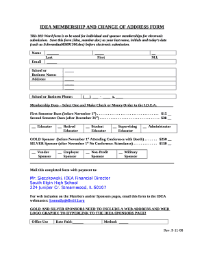 IDEA MEMBERSHIP AND CHANGE OF ADDRESS FORM