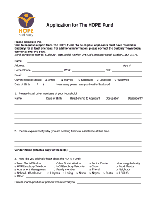 Please complete this form to request support from The HOPE Fund