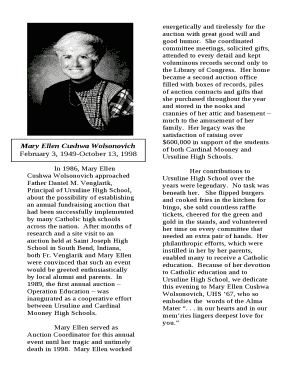 In 1986, Mary Ellen Cushwa Wolsonovich approached Father Daniel M