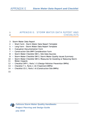 APPENDIX E:Storm Water Data Report and Checklists