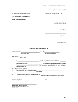 Form 1 Application for Probate (r