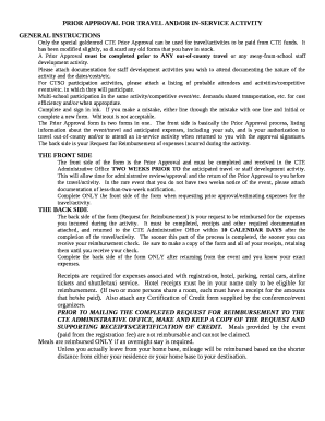 PRIOR APPROVAL FOR TRAVEL AND/OR IN-SERVICE ACTIVITY