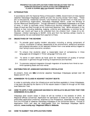 JAWAHAR NAVODAYA VIDYALAYAS FOR ADMISSION IN