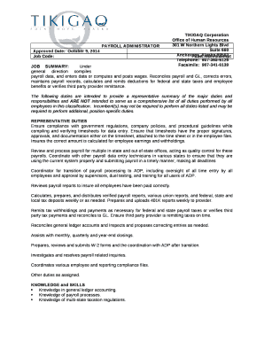 JOB SUMMARY:Under general direction compiles payroll data, and enters data or computes and posts wages