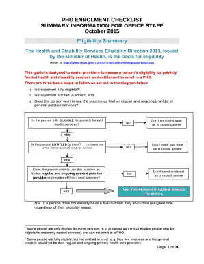 PHO ENROLMENT CHECKLIST