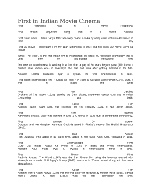 First in Indian Movie Cinema