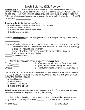 Earth science sol review