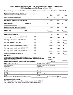 Exhibition/Sponsorship Booking Form 2011