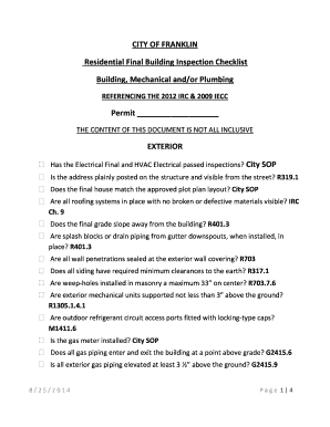 Residential Final Building Inspection Checklist