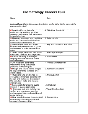 Cosmetology Careers Quiz