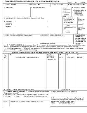 NONAPPROPRIATED FUND ORDER FOR SUPPLIES OR SERVICES