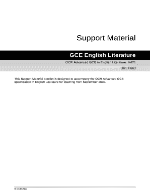 OCR Advanced GCE in English Literature: H471